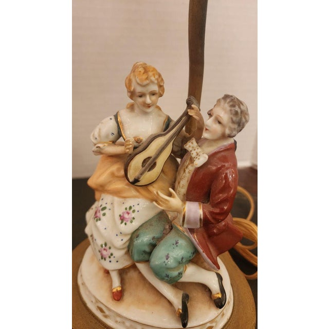 English Pair of Mid 20th Century Porcelain Lamp For Sale - Image 3 of 10