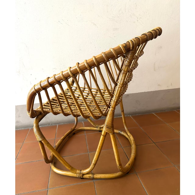 Brown Rattan Armchairs attributed to Tito Agnoli, Italy, 1960s, Set of 2 For Sale - Image 8 of 9