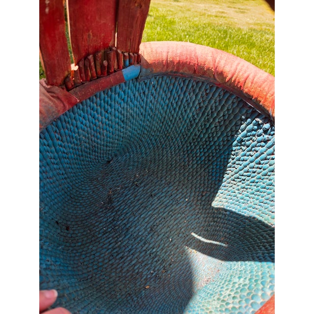 Wood Late Qing Dynasty Hand Painted/Woven Chinese Fishers Basket For Sale - Image 7 of 18