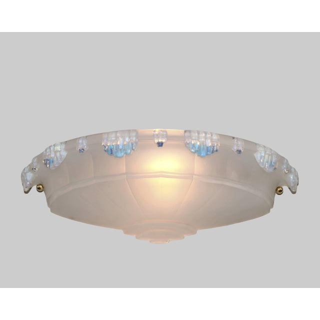 1930s French Art Deco Opalescent Glass Large Art Deco Wall Sconces by Vandamme & Ezan 1930s - A Pair For Sale - Image 5 of 13