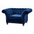 Peyton Sloped Arm Chesterfield Arm Chair - Blue Velvet For Sale