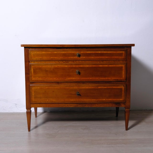 Antique Louis XVI Style Inlaid Chest of Drawers, Italy, 20th Century For Sale - Image 12 of 16