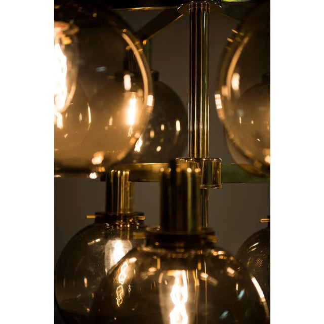 Brass & Smoked Glass Ceiling Lamp by Hans-Agne Jakobsson, 1950s For Sale - Image 9 of 11