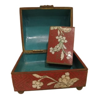 1990s Lidded Cloisonné Box With Match Box For Sale