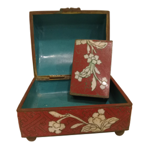 1990s Lidded Cloisonné Box With Match Box