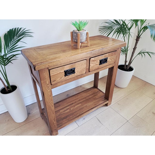 1980s Vintage Country Oak Side Table, 1980 For Sale - Image 5 of 16