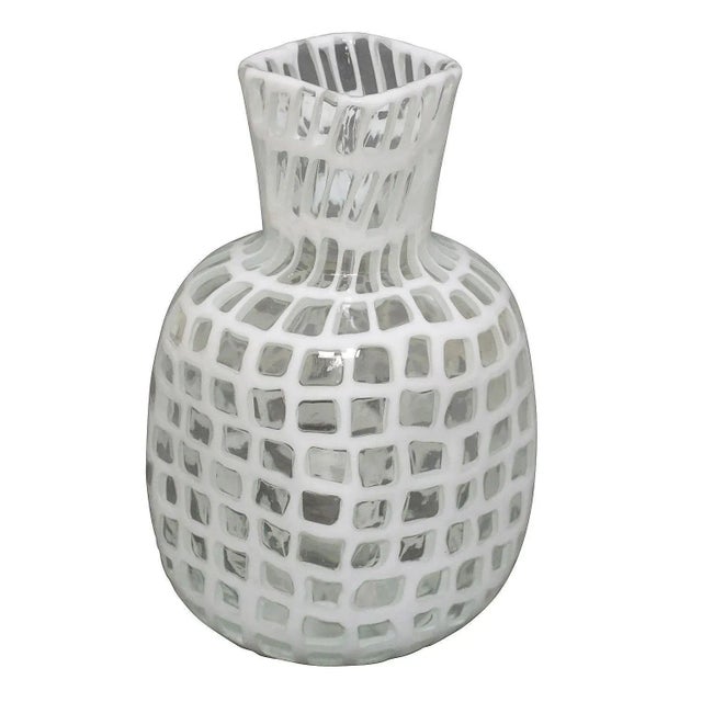 At White "Eyes" Murrine Vase Designed by Tobia Scarpa in 1960, Manufactured by Venini, Venice, circa 1960. Acid Stamped...