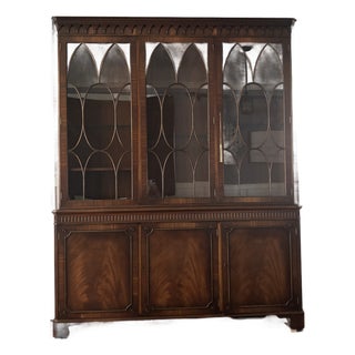 Bevan Funnell Mahogany Georgian Revival Breakfront Bookcase Display Cabinet For Sale