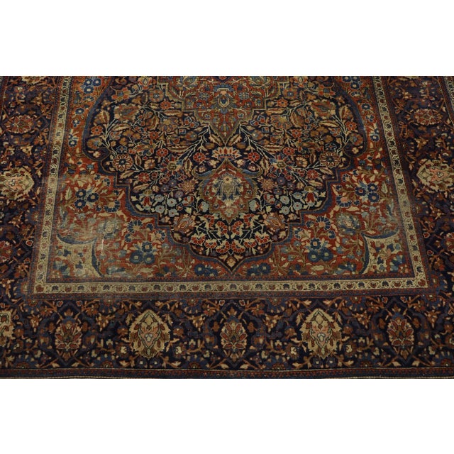 Antique Persian Kashan Ateshoglou Rug - 04'03 X 06'06 For Sale - Image 4 of 9