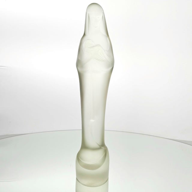 Leer Dam Holland Frosted Glass Madonna & Child Art Deco Figure, 15" For Sale - Image 11 of 13