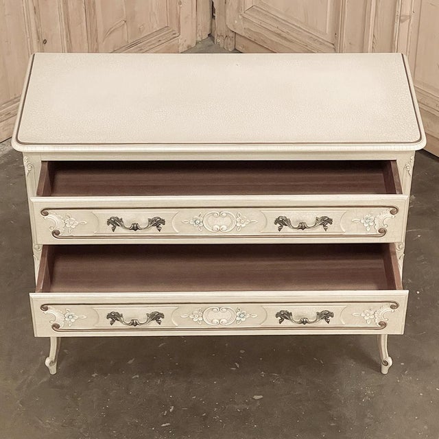 Almond Vintage French Provincial Painted Commode For Sale - Image 8 of 18