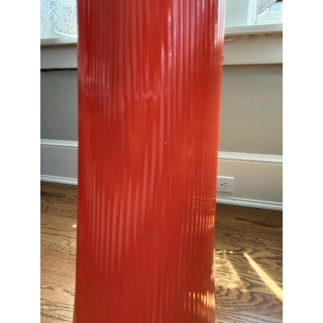 Monumental Le Smith Bittersweet Ribbed Hobnail Viking Swung Vase 46" For Sale - Image 4 of 8