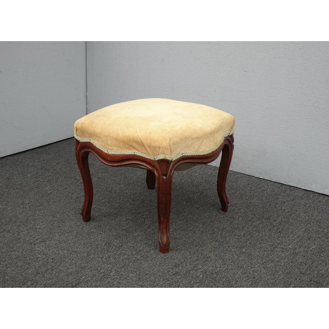 Wood Antique French Country Gold Bench Stool For Sale - Image 7 of 12