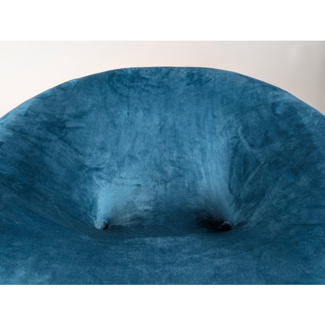 Blue Chromed Metal and Blue Velvet Armchairs, Set of 2 For Sale - Image 8 of 15