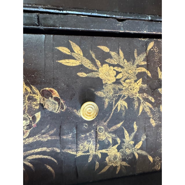 Wood 19th Century Victorian Chinoiserie Style Sewing Table For Sale - Image 7 of 16