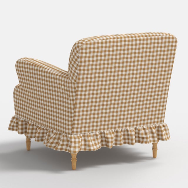 Not Yet Made - Made To Order Elle Ruffle Slipcover Armchair in Classic Gingham Golden Ctl For Sale - Image 5 of 8