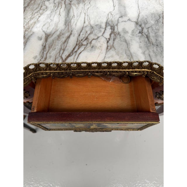 Wood French Marble-Topped Kidney-Shaped Side Tables, Set of 2 For Sale - Image 7 of 12