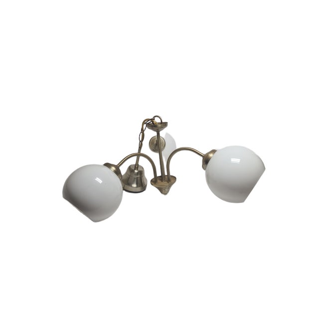 Art Deco Glass and Brass Chandelier, Poland, 1970s For Sale - Image 9 of 12