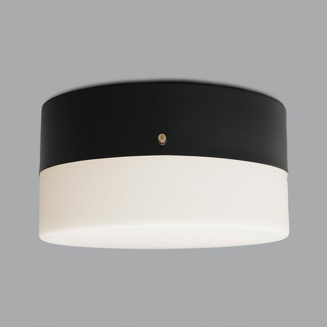 Metal Vintage Ceiling Light in Opal White Glass, 1950s For Sale - Image 7 of 13