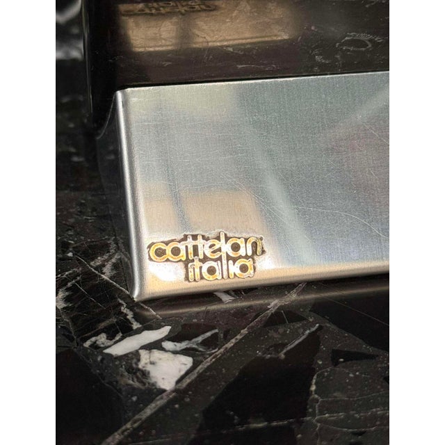 Oval Dining Table in Black Marble and Steel, 1990 For Sale - Image 3 of 14