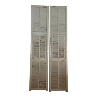 Mid 20th Century Intake European Louvered Doors - Set of Two For Sale