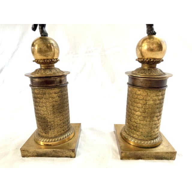 Metal 19th Century French Empire Bronze Cherub Candelabras - a Pair For Sale - Image 7 of 10