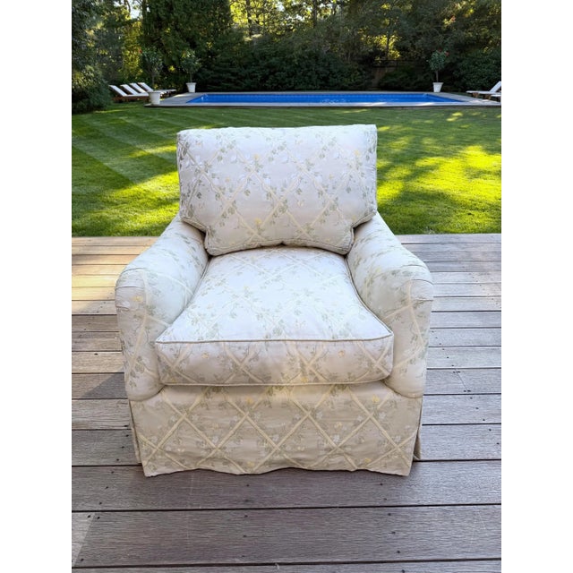 Custom Silk Botanical Scalamandre Lounge Chair For Sale - Image 12 of 18