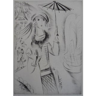 Mily Possoz, Jeune fille à l'ombrelle, Etching For Sale