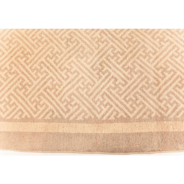 Antique Chinese Wool Runner in Beige and Brown Size: 5'6" × 17'5" (167 × 530 cm). Gracefully understated and timeless in...