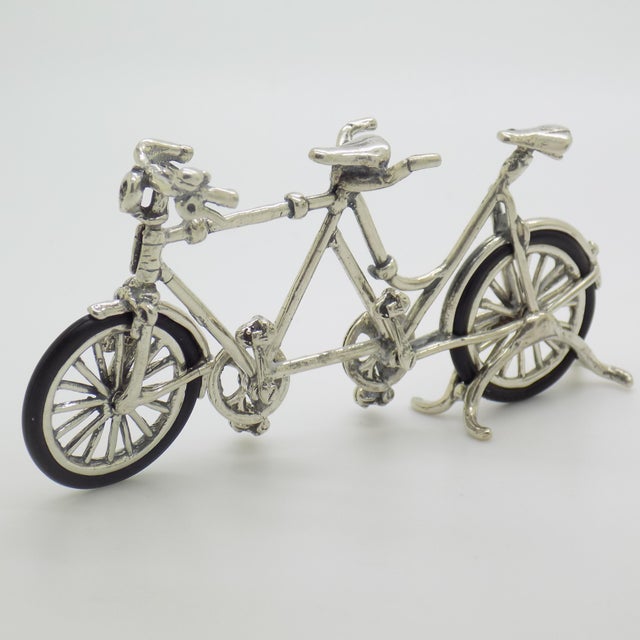 Vintage Italian Handmade Genuine Silver Tandem Bicycle Figurine, 1980s For Sale - Image 12 of 12