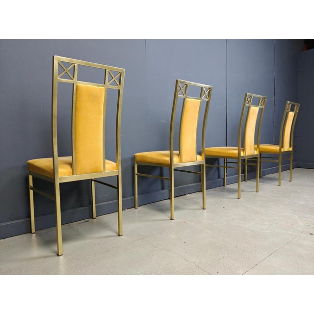 Metal Vintage Brass Dining Chairs attributed to Belgochrom, 1970s, Set of 4 For Sale - Image 7 of 14