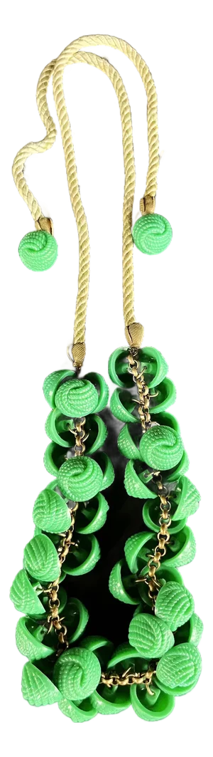 1960s Green Vintage Nautical Rope Charm Beaded Necklace