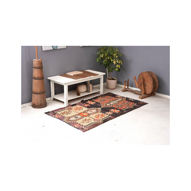 Vintage Decorative Small Kars Kilim Rug - 3`6″ X 6`0″ For Sale In Los Angeles - Image 6 of 6