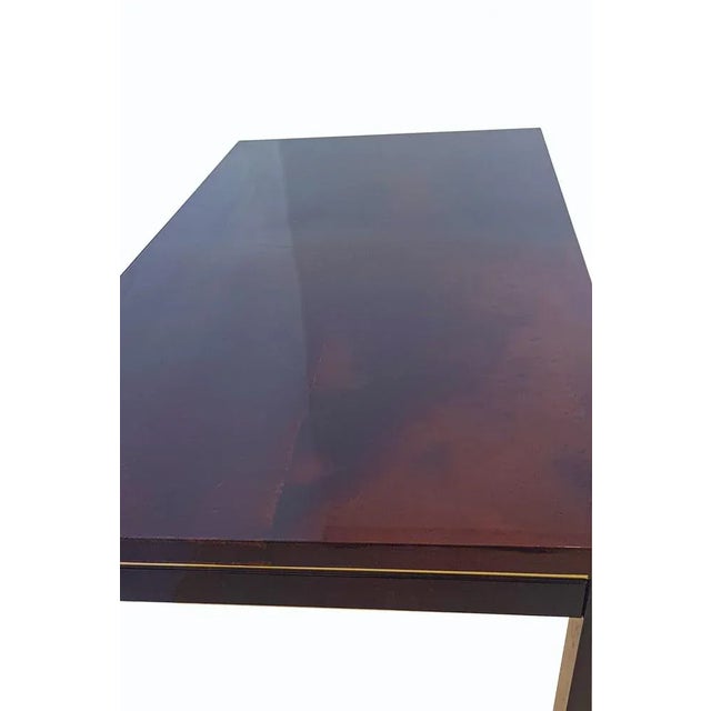 Italian Goatskin Tobacco Dining Table attributed to Aldo Tura, 1970s, in Very Good conditions. Designed 1970 to 1979 This...