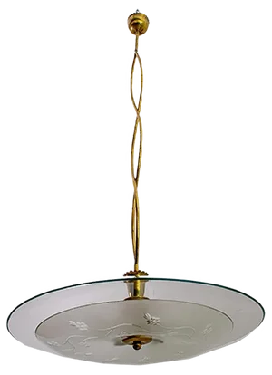 Mid-Century Brass and Glass Church Chandelier by Pietro Chiesa for Fontana Arte, 1940s