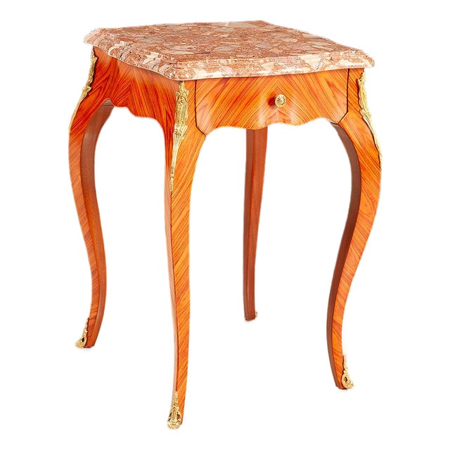 Italian Marble Top Accent Table With Brass Ormolu Mounts For Sale