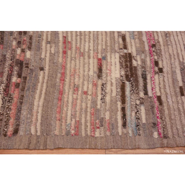 Brown Artistic Wool Modern Contemporary Abstract Hall Runner Rug For Sale - Image 8 of 8
