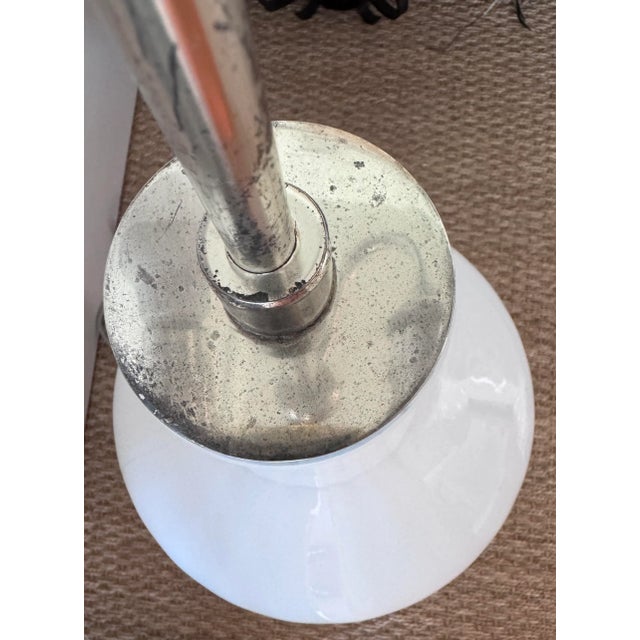 Rare large size neutral milky white blown glass lamp by Mottega. Mottega lamp bodies are traditionally crafted by artisans...