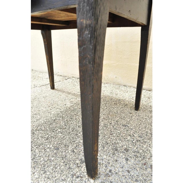 Antique French Country Primitive Black Distress Painted 1 Drawer Desk Work Table For Sale - Image 9 of 12