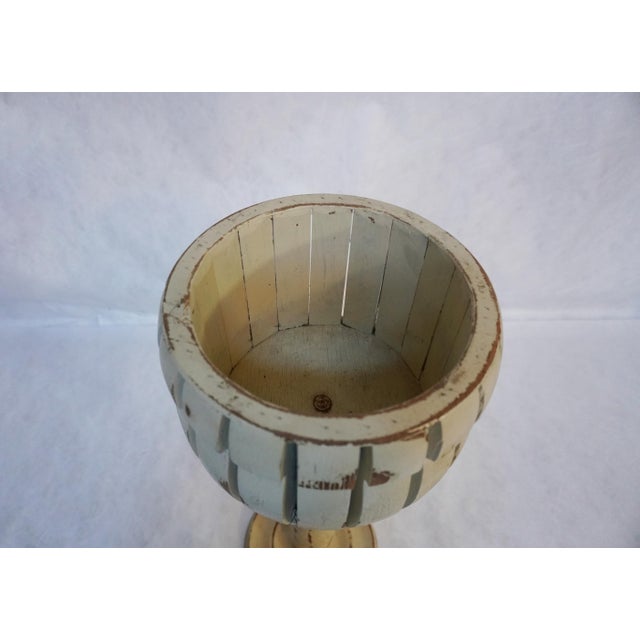 Wood Vintage Painted Pedestal Plant Stand For Sale - Image 7 of 10