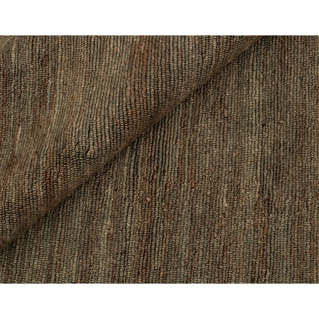 High Quality Hand Knotted Dark Green Jute Loop Pattern Solid Rug 6x9Ft. For Sale - Image 9 of 12