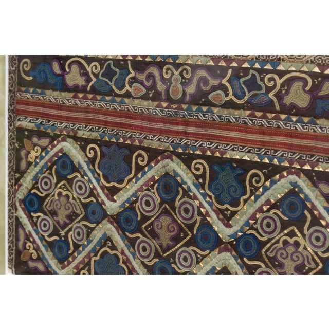 Framed Vintage Diamond Trellis Embroidery For Sale - Image 4 of 7