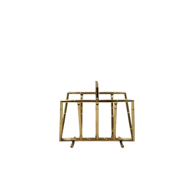 Hollywood Regency Bamboo-Effect Brass Magazine Rack from Montagnani, Italy 1970s For Sale - Image 9 of 13