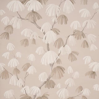 Schumacher X David Kaihoi Weeping Pine Wallcovering In Taupe For Sale