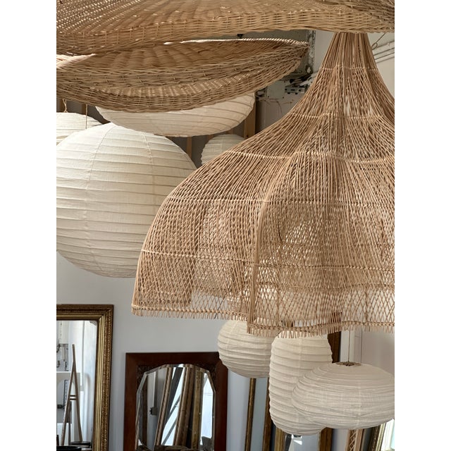 Beige Large Rattan Hanging Light in the Shape of a Flower, 2010s For Sale - Image 8 of 18