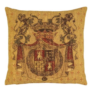 Blazon Chenille Tapestry Cushion With Feather Filler - 43 X 43cm For Sale