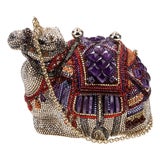 2009 Judith Leiber Camel Gemstone Amethyst Crystal Evening Bag Clutch Shoulder Animal Minaudiere For Sale