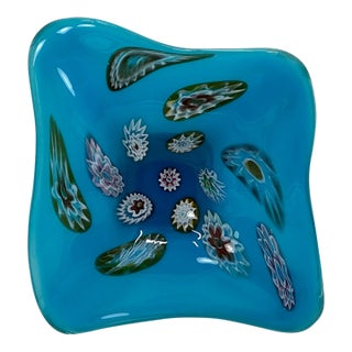 Beautiful Vintage Mid 20th Century Millefiori Style Venetian - Italian Murano Hand Blown Art Glass Bowl For Sale