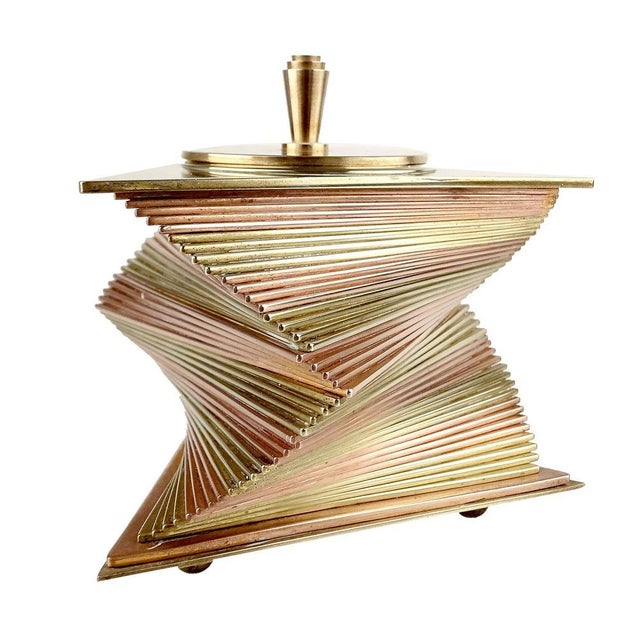 Metal Art Deco Copper and Brass Box in the style of John Otar, 1930s For Sale - Image 7 of 10