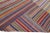 Beautiful modern Kilim flat-weave wool rug with a multicolor field. This piece of art has a gorgeous abstract striped...